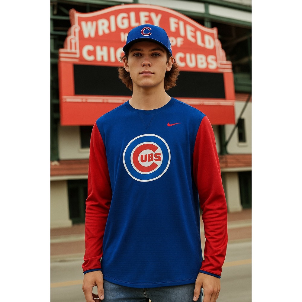 Nike Chicago Cubs Mens Pullover Shirt Size XL Baseball Sports Activewear Stretch